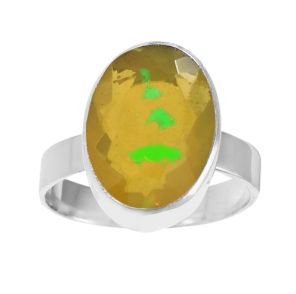 Yellow Opal Ring Size US 10 925 Sterling Silver (REXT49-93)