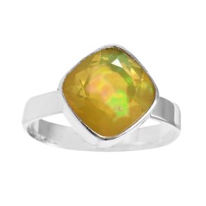 Yellow Opal Ring Size US 9 925 Sterling Silver (REXT49-92)
