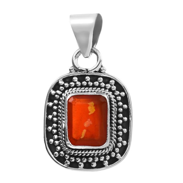 Orange Fire Opal 0.8" 925 Silver Pendant (RSEXT49-99)