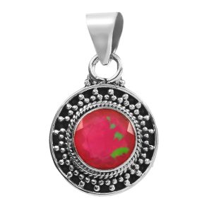 Hot Pink Fire Opal 0.8" 925 Silver Pendant (RSEXT49-86)