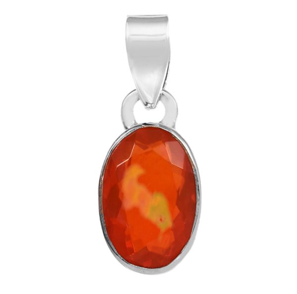 Orange Fire Opal 1" 925 Silver Pendant (REXT49-115)