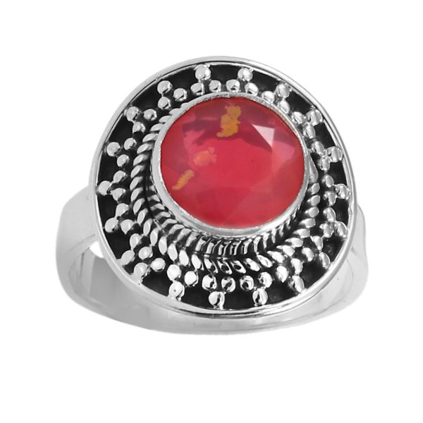 Hot Pink Fire Opal Ring Size US 6 925 Sterling Silver (REXT49-76)