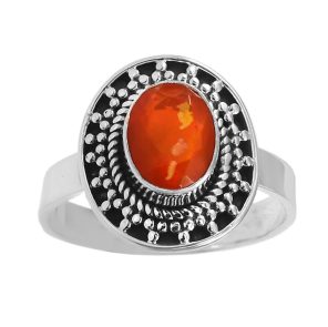 Orange Fire Opal Ring 925 Sterling Silver (REXT49-72)