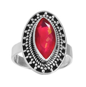 Hot Pink Fire Opal Ring Size US 8 925 Sterling Silver (REXT49-75)