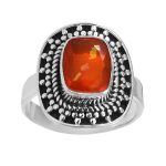 Orange Fire Opal Ring 925 Sterling Silver (REXT49-73)