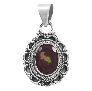 Lavender Fire Opal 1" 925 Silver Pendant (REXT49-135)