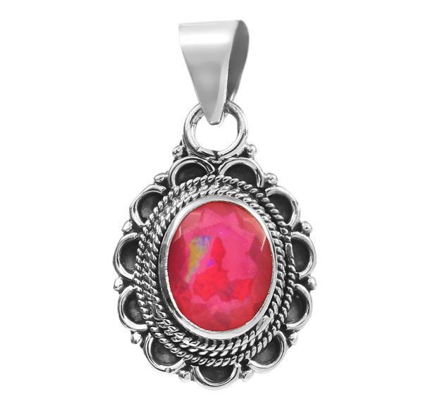 Hot Pink Fire Opal 1" 925 Silver Pendant (REXT49-141)
