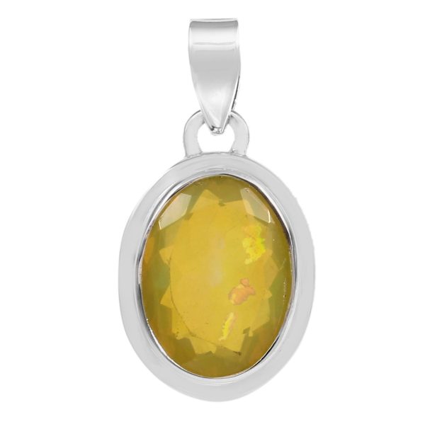 Yellow Fire Opal 1.1" 925 Silver Pendant (REXT49-120)