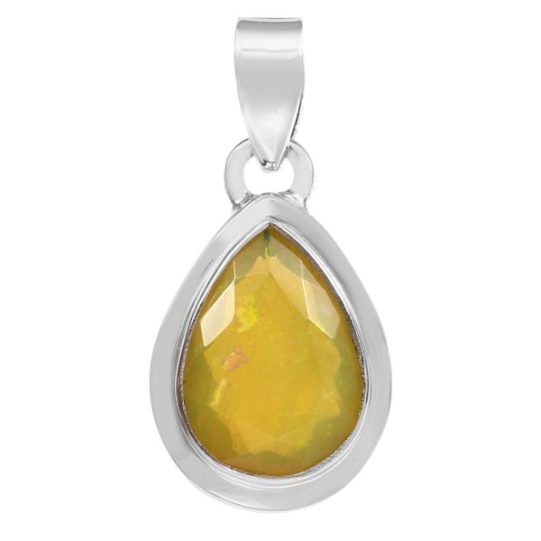 Yellow Fire Opal 1.1" 925 Silver Pendant (REXT49-122)