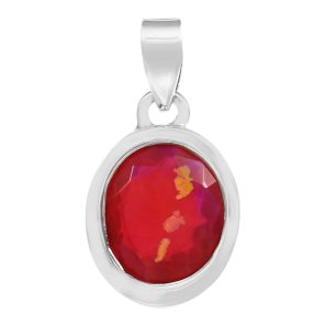 Hot Pink Fire Opal 1.1" 925 Silver Pendant (REXT49-124)