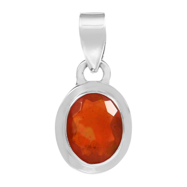 Orange Fire Opal 0.9" 925 Silver Pendant (REXT49-128)