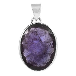 Bloodshot Iolite 1.4" 925 Silver Pendant (REXT50-19)