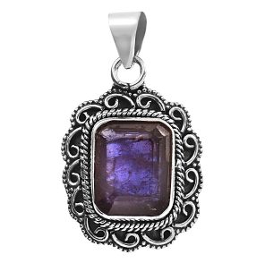 Bloodshot Iolite 1.4" 925 Silver Pendant (REXT50-20)