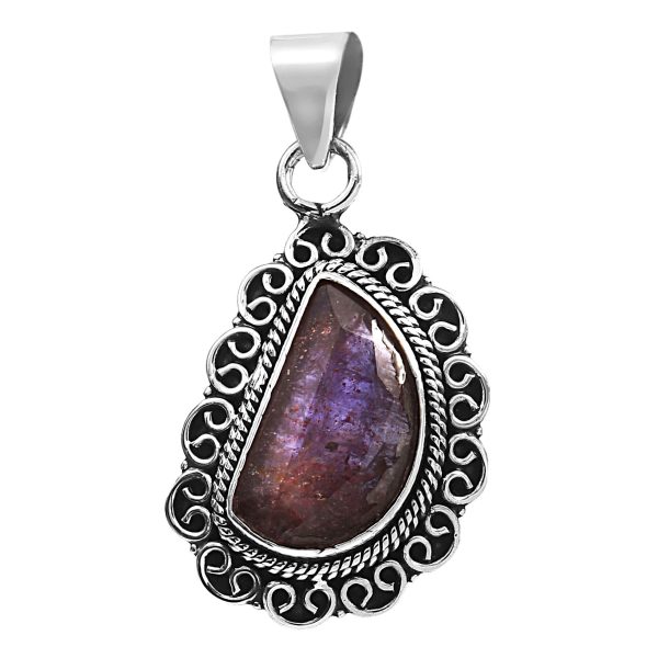 Bloodshot Iolite 1.6" 925 Silver Pendant (REXT50-32)