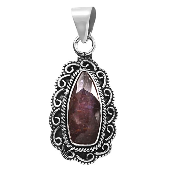 Bloodshot Iolite 1.5" 925 Silver Pendant (REXT50-35)