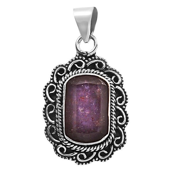 Bloodshot Iolite 1.4" 925 Silver Pendant (REXT50-37)