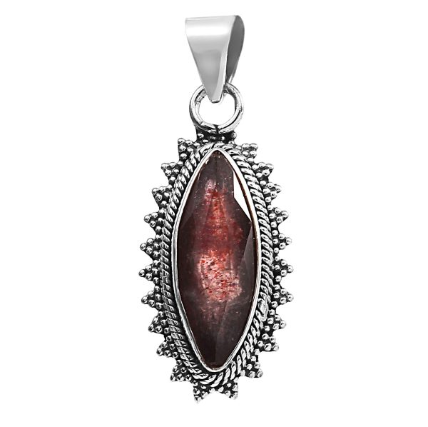 Bloodshot Iolite 1.5" 925 Silver Pendant (REXT50-38)