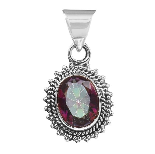 Mystic Topaz 1.1" Sterling Silver Pendant (RS59-198)