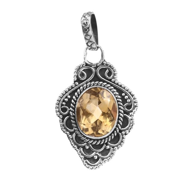 Citrine 1.2" Sterling Silver Pendant (RS59-214)