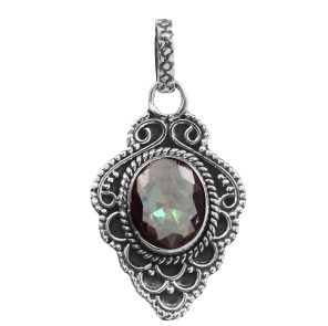 Mystic Topaz 1.25" Sterling Silver Pendant (RS59-201)