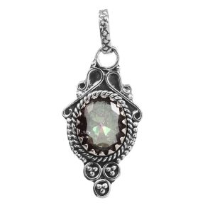 Mystic Topaz 1.25" Sterling Silver Pendant (RS59-203)