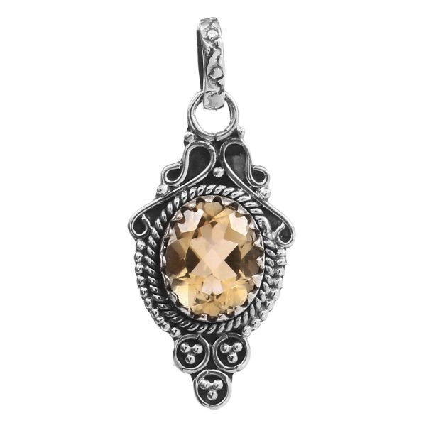 Citrine 1.2" Sterling Silver Pendant (RS59-218)