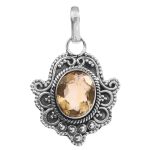 Citrine 1.2" Sterling Silver Pendant (RS59-223)
