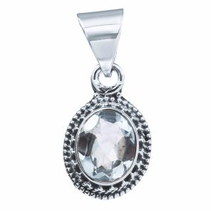 Blue Topaz 1.1" Sterling Silver Pendant (RS59-213)