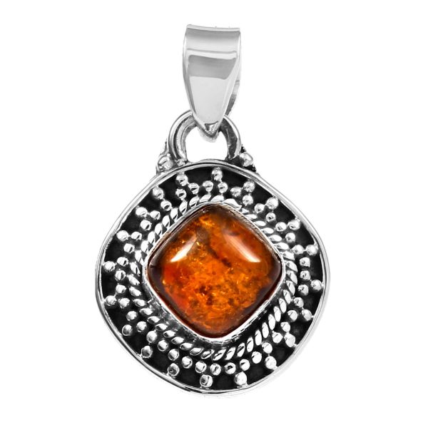 Baltic Amber 1.1" Sterling Silver Pendant (RS59-184)