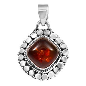 Baltic Amber 1.2" Sterling Silver Pendant (RS59-187)