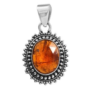 Rose Cut Orange Kyanite 1.2" 925 Sterling Silver Pendant (RS59-173)