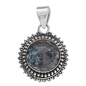 Rose Cut Teal Kyanite 1.1" Sterling Silver Pendant (RS59-188)