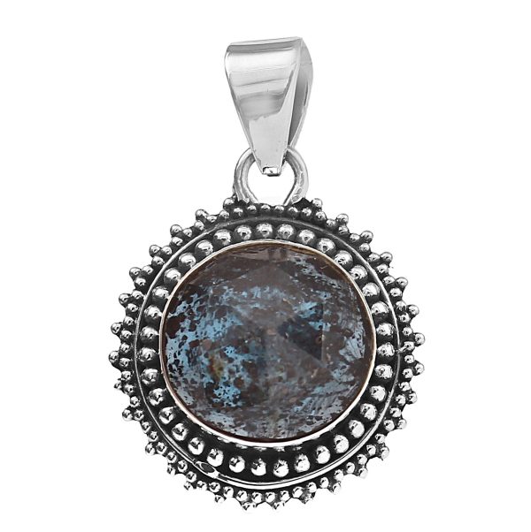 Rose Cut Teal Kyanite 1.1" Sterling Silver Pendant (RS59-188)