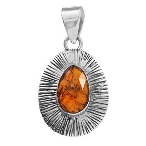 Rose Cut Orange Kyanite 1.25" 925 Sterling Silver Pendant (RS59-176)