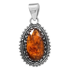 Rose Cut Orange Kyanite 1.25" 925 Sterling Silver Pendant (RS59-177)