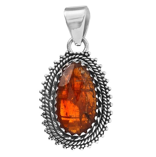 Rose Cut Orange Kyanite 1.25" 925 Sterling Silver Pendant (RS59-178) (Copy)