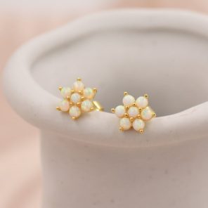Opal Flower 18k Gold Vermeil 925 Silver Stud Earring (RS19-49)