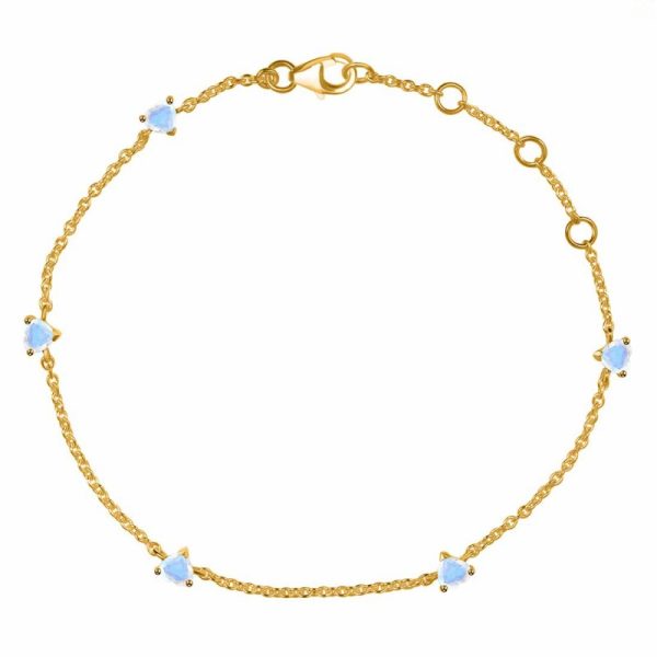 Moonstone Heart Silver Bracelet ADJ 925 Sterling Silver Jewelry (RS74-4) - Image 2