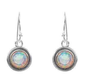 Faceted Ethiopian Opal 0.75" 925 Silver Earrings (REXT57-12)