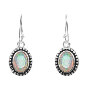 Faceted Ethiopian Opal 0.75" 925 Silver Earrings (REXT57-10)