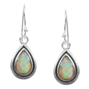 Faceted Ethiopian Opal 0.75" 925 Silver Earrings (REXT57-9)