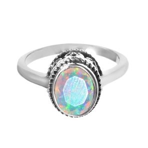 Faceted Ethiopian Opal 925 Sterling Silver Ring (REXT57-1)