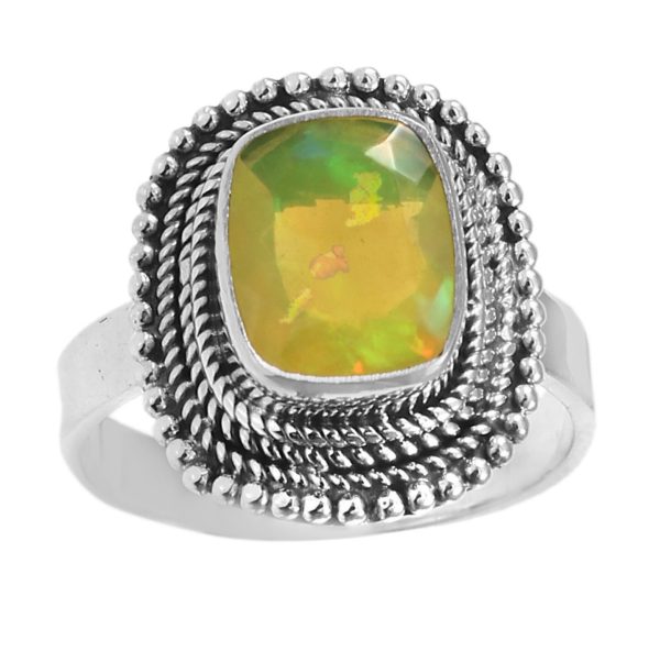 Yellow Fire Opal Ring 925 Sterling Silver (REXT49-180)
