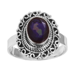 Lavender Fire Opal Ring Size US 9 925 Sterling Silver (REXT49-156)