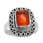 Orange Fire Opal Ring 925 Sterling Silver (REXT49-204)