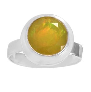 Yellow Fire Opal Ring Size US 8 925 Sterling Silver (REXT49-165)