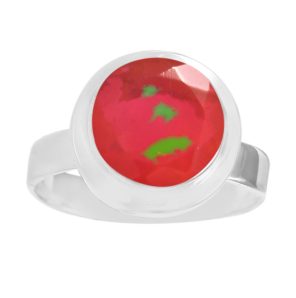 Pink Fire Opal Ring Size US 9 925 Sterling Silver (REXT49-161)