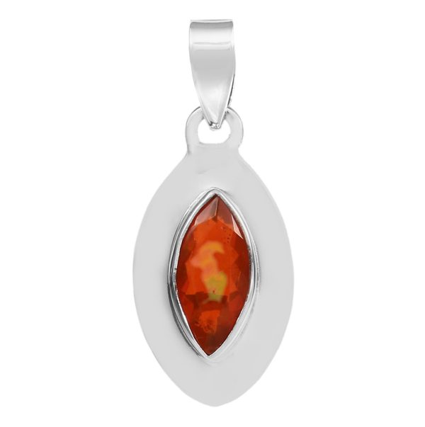 Orange Fire Opal 1" 925 Silver Pendant (REXT49-218)