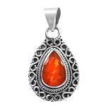 Orange Fire Opal 1" 925 Silver Pendant (REXT49-249)