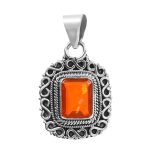 Orange Fire Opal 1" 925 Silver Pendant (REXT49-248)
